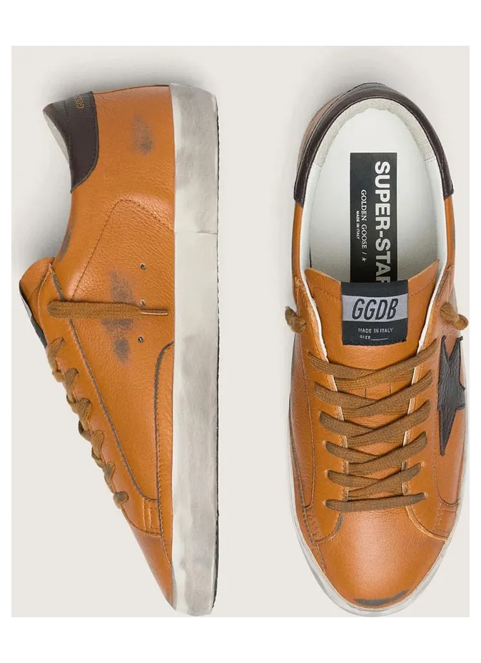 Golden Goose Super-Star Ltd In Orange Leather With Brown Star (GMF00101.F008574.30250) (3)