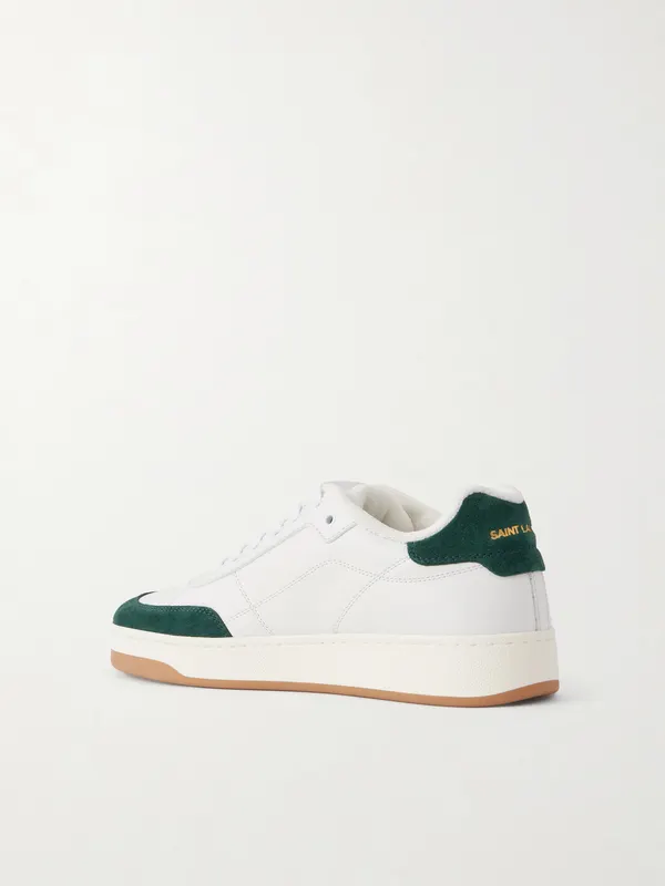 Saint Laurent SL/61 Suede-Trimmed Leather Sneakers White (84553700NAM) (4)