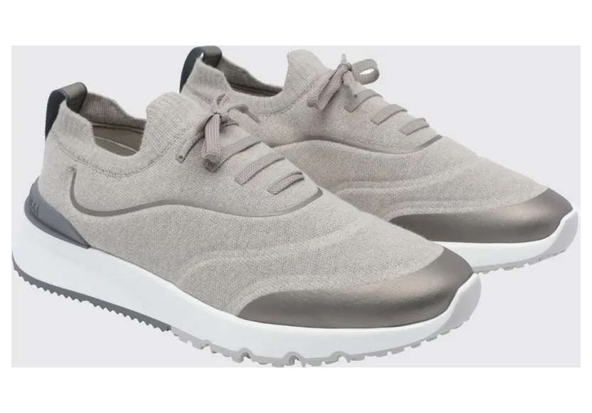 Brunello cucinelli Knit Low-Top Sneakers in Cotton Blend with Elasticated Ankle Beige (MZUAUFO340CEJ23)