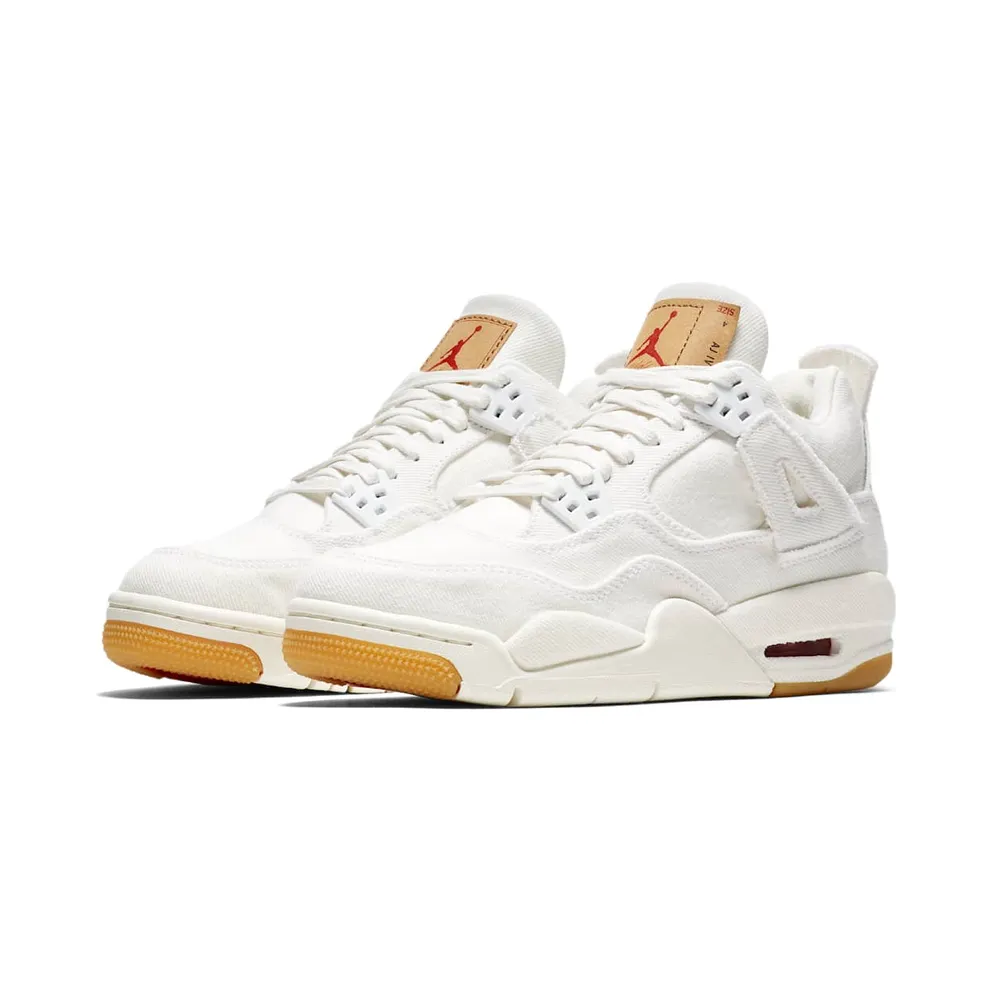 Jordan 4 Retro Levi’s White (GS) (Levi’s Tag) White/White-White (AQ9103-100)