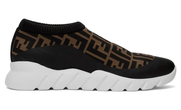 Fendi Brown and Black Forever Fendi Slip-On Sneakers (7E1254 A7MN)