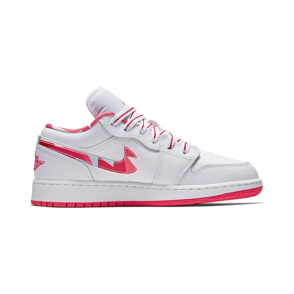 Jordan 1 Low Topaz Mist (GS) White/Ember Glow-Topaz Mist-University Red (554723-104)