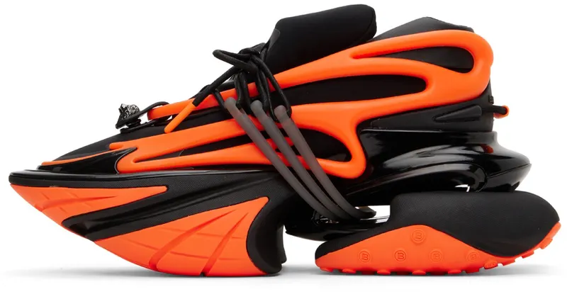 Balmain Black & Orange Unicorn Low-Top (YM1VJ309KNCA)