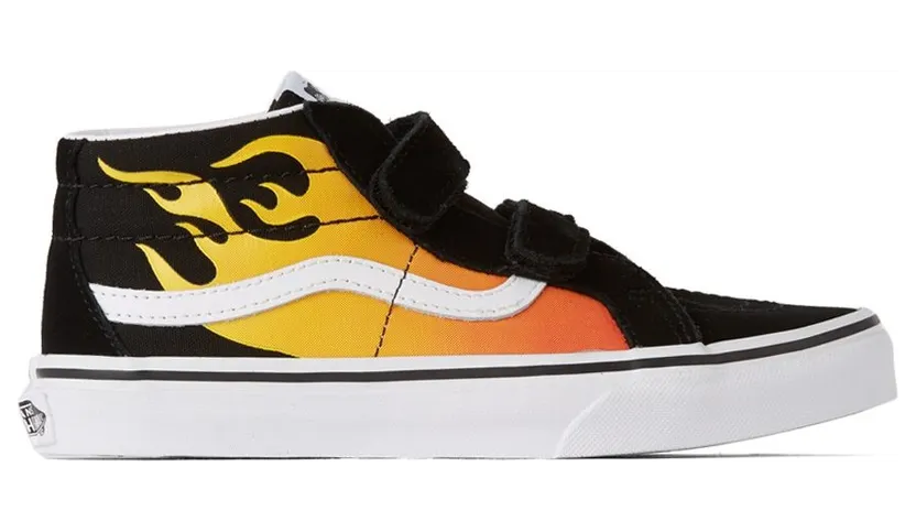 Vans Kids Black & Yellow Hot Flame Sk8-Mid Reissue V Big Kids Sneakers (J VN0A4UI599C)