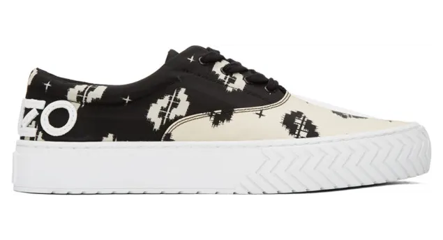 Kenzo Black and Off-White Printed IKAT K-Skate Sneakers (FA55SN260F78)