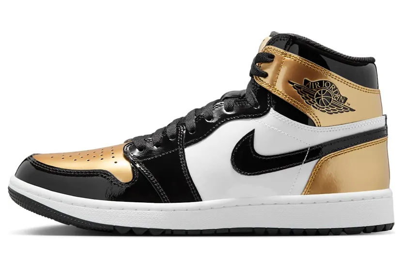 Jordan 1 Retro High Golf Patent Gold Toe “Black / White / Metallic Gold” (DQ0660-002)