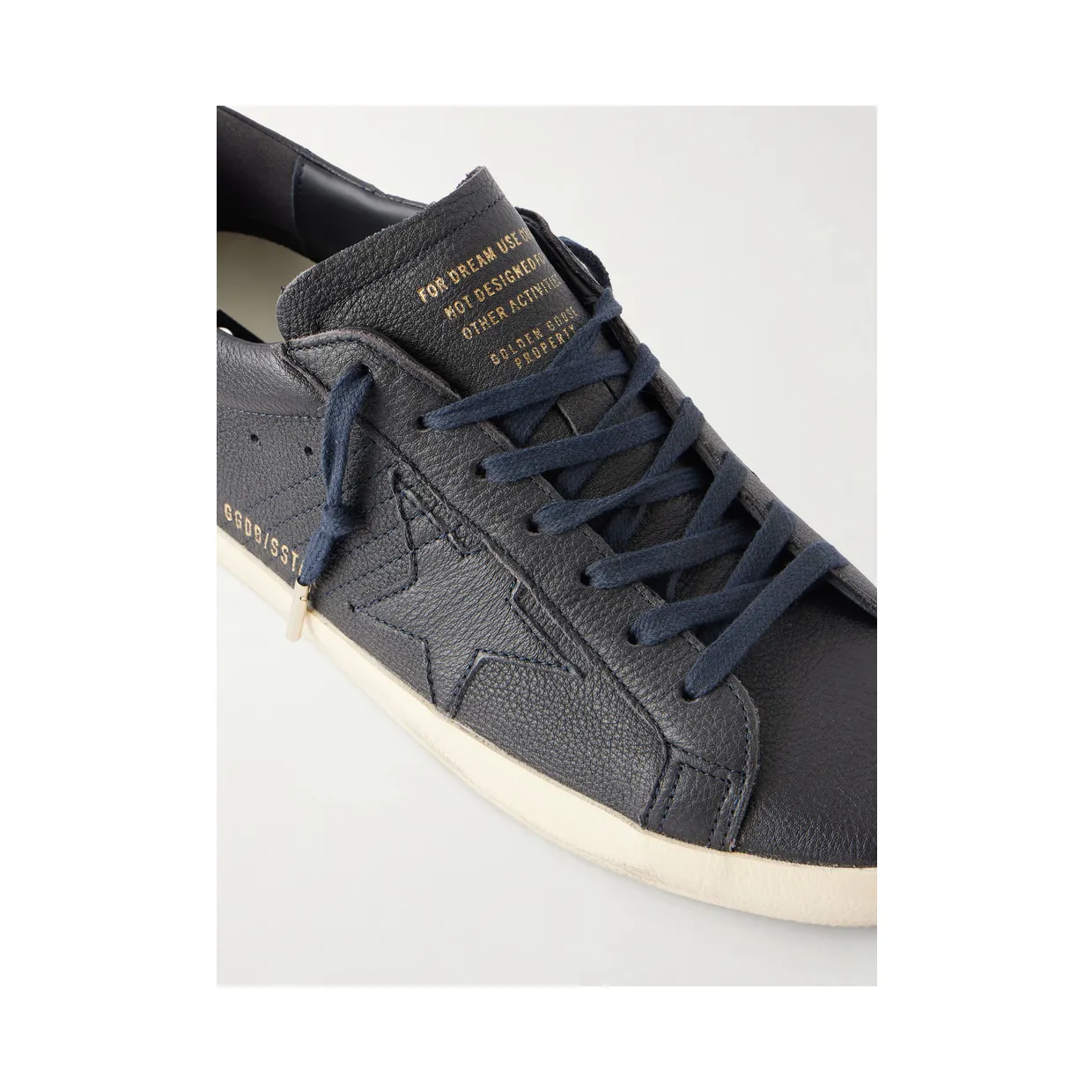 Golden Goose Super-Star Distressed Full-Grain Leather Sneakers Navy (GMF00101.F008887) (5)