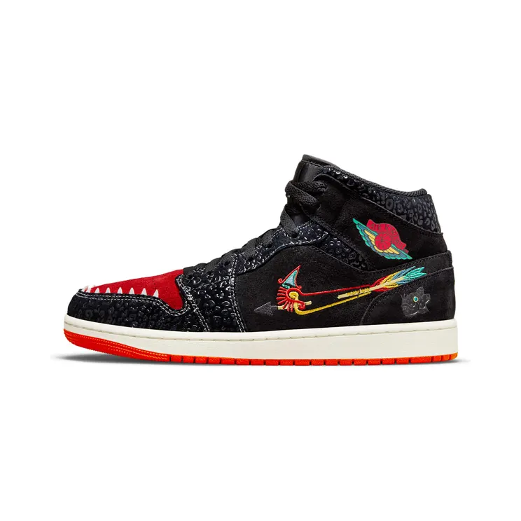 Jordan 1 Mid SE Siempre Familia – Tba “Black / Sail / Roma Green / Chile Red” (DN4904-001)