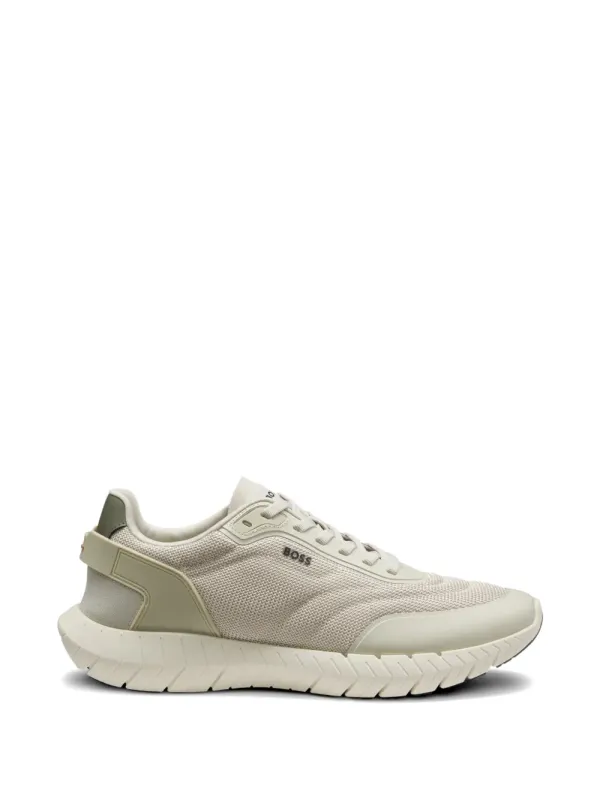 BOSS Sneakers with mesh vlakken and leren afwerking – Beige (50568946)