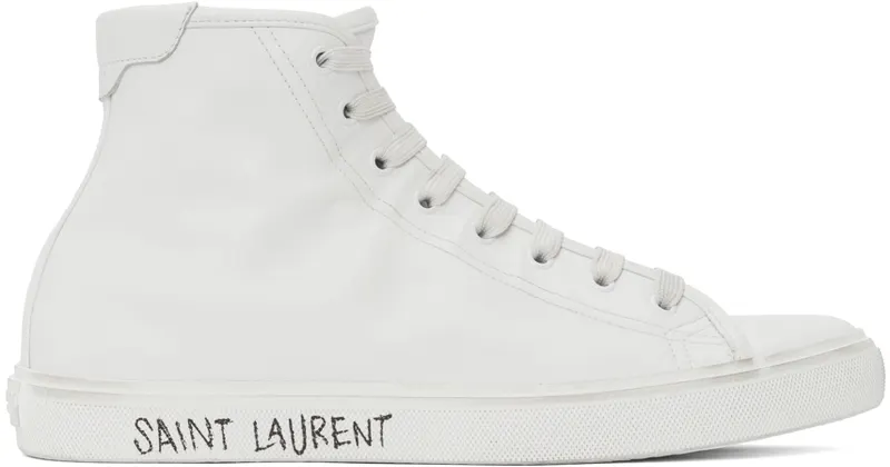 Saint Laurent White Leather Malibu Mid-Top (64924900NG0)