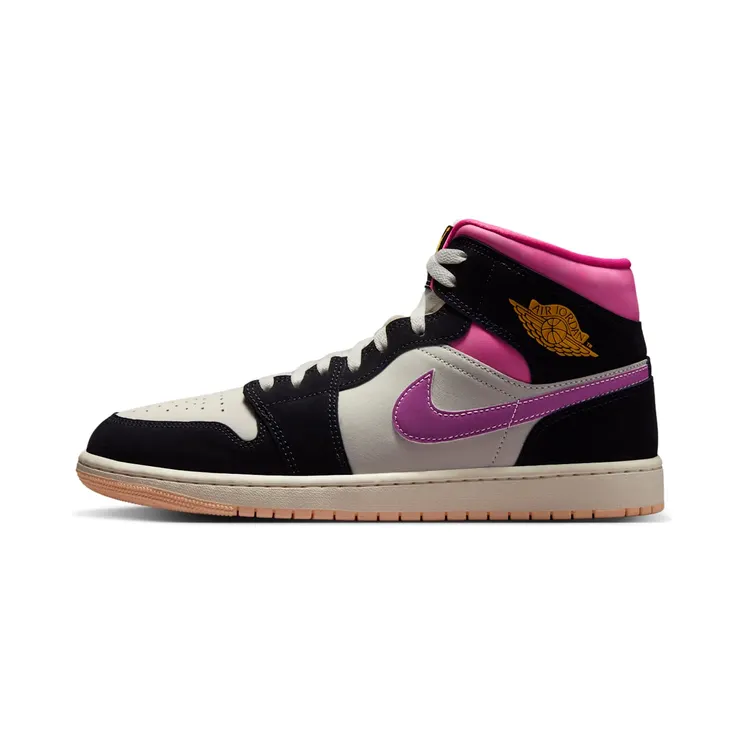 Air Jordan 1 Mid SE World Tour “Black / Sail / Pinksicle / University Gold” (II3789-001)