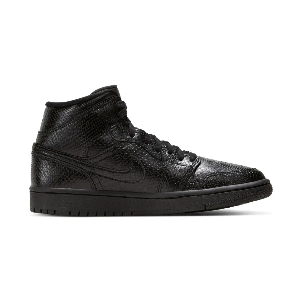 Nike Jordan 1 Mid Black Snakeskin (W) Black/White/Black (BQ6472-010)