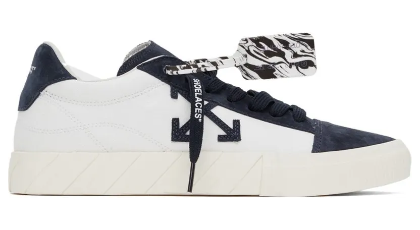 Off-White White & Navy Vulcanized Sneakers (OWIA178F21FAB0030146)