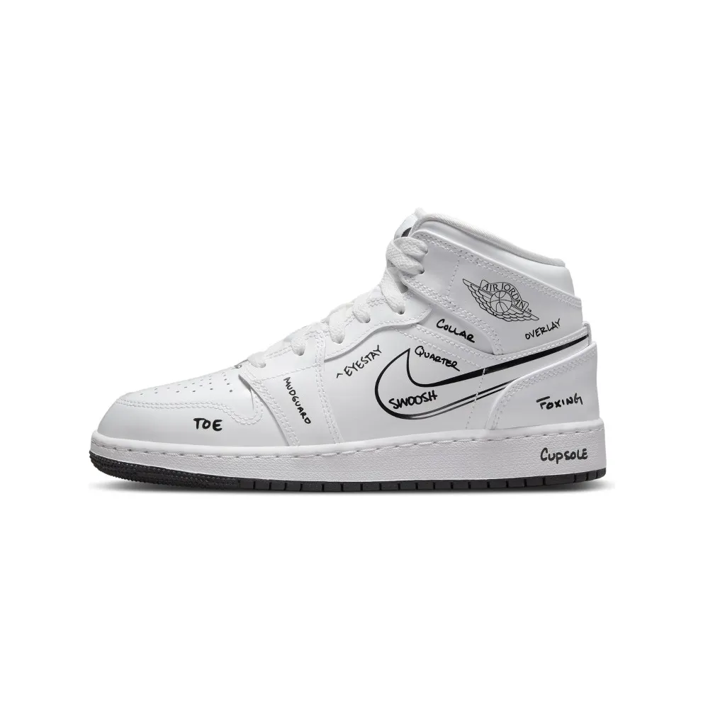 Air Jordan 1 Mid Older Kids’ White (DQ1864-100)