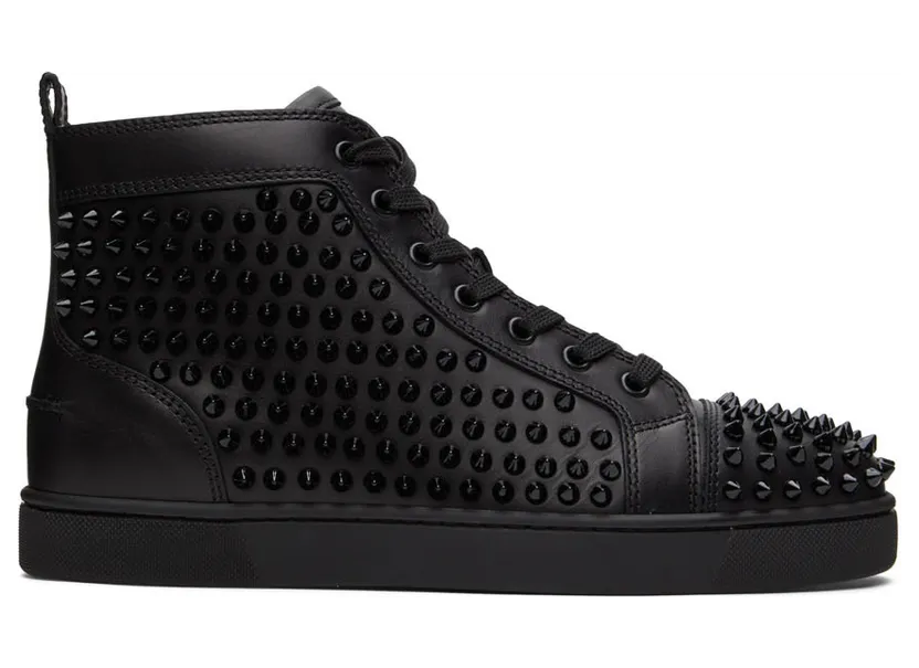 Christian Louboutin Black Louis Spikes High-Top Sneakers (1101083)