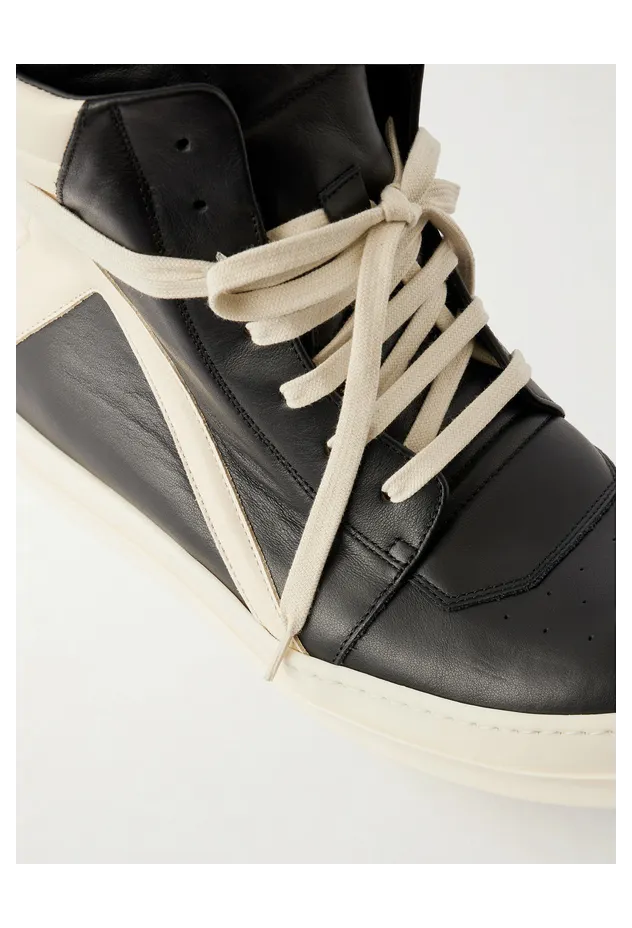 Rick Owens Geobasket Panelled Leather and Rubber Sneakers Black (RU02F4894) (5)