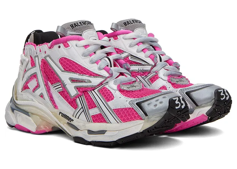 Balenciaga Pink & White Runner Low-Top 9155 W/Fluo Pink/Gre (677402 W3RBN) (4)
