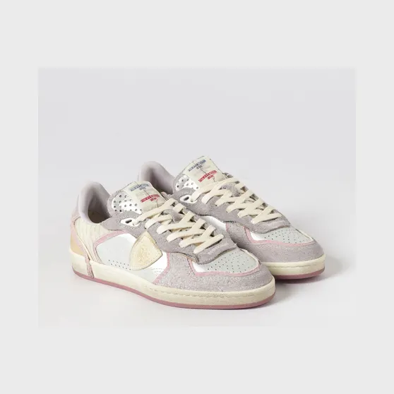 Philippe Model Pgal Sneakers in Suede and Fabric with a Worn-Out Sole Lilac (PGLDMXE1)