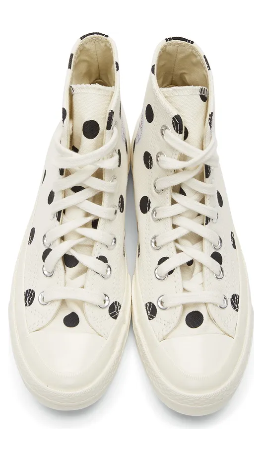 Comme des Garçons Play White Converse Edition Polka Dot Heart Chuck 70 High Sneakers (K115) (5)