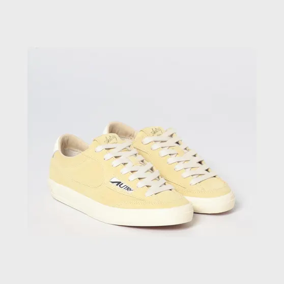 Autry Windscape Leather and Suede Low-Top Sneakers with Carved Logo Yellow (SCLWKT04)