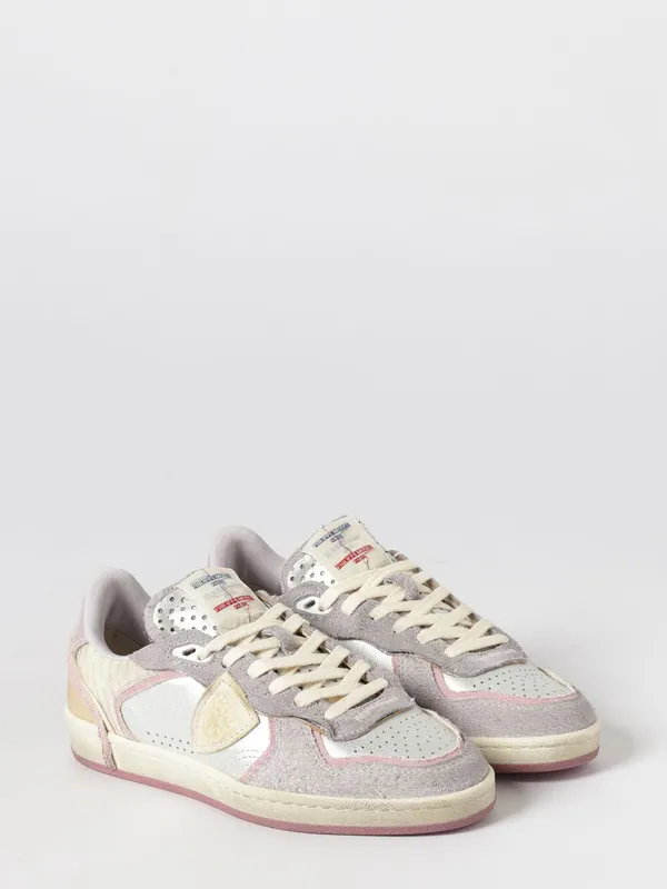 Philippe Model Pgal Sneakers in Suede and Fabric with a Worn-Out Sole Lilac (PGLDMXE1)