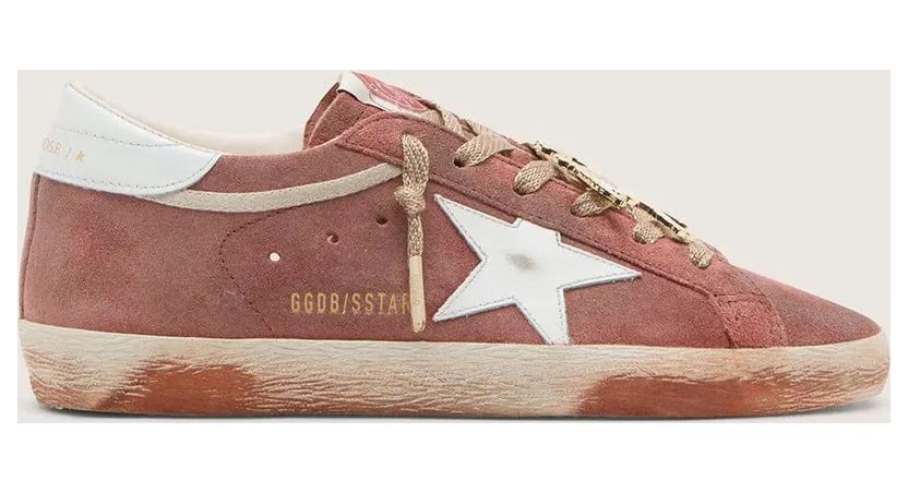Golden Goose Men’S Super-Star In Rust Suede With Metallic Platinum Leather Star (GMF01002.F009213.40563)