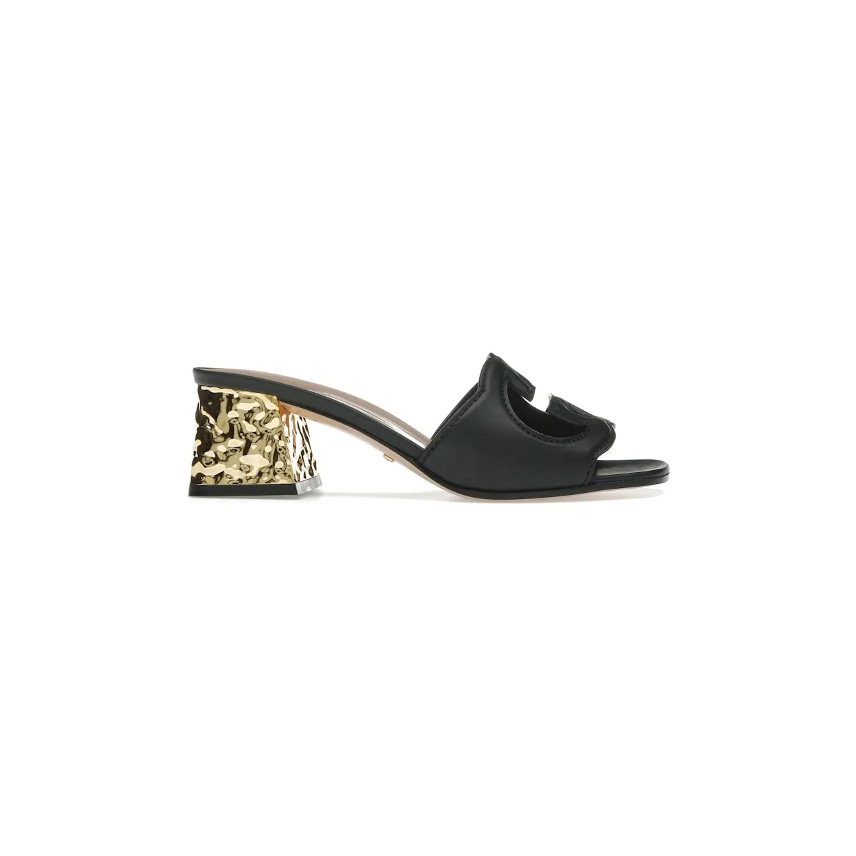 Gucci Interlocking G Leather Sandals Black Golden (694450 US000 1000)