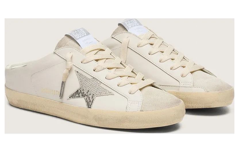 Golden Goose Super-Star Sabots In White Leather With Swarovski Star (GWF00110.F008871.10973) (2)