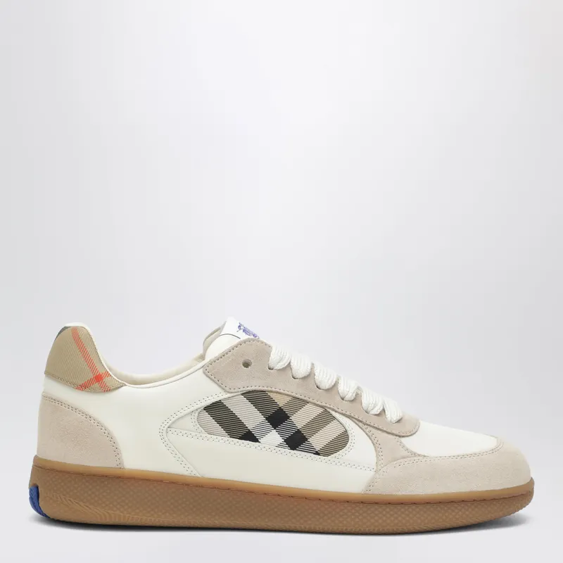 Burberry Terrace leather and suede sneakers with beige check 8127510155362/T_BURBE-B5220_600-44.5