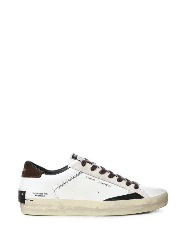 Crime London Distressed leather – White (10003AA9)