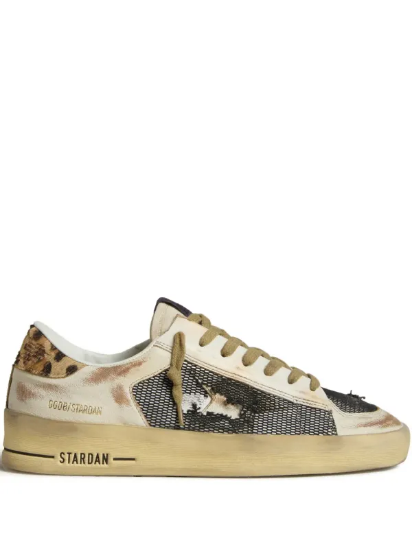 Golden Goose Stardan sneakers van nappa and mesh with luipaard-print and hiellus – Beige (GWF00370F007937)