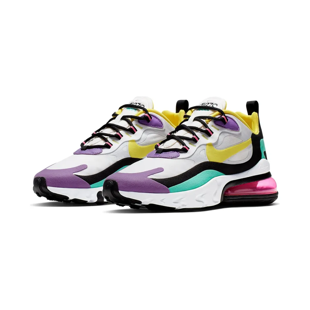 Nike Air Max 270 React Geometric Art (W) White/Black-Bright Violet-Dynamic Yellow (AT6174-101)