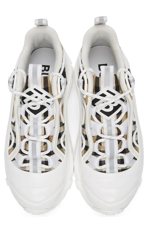 Burberry White & Beige Check Arthur Sneakers (8039440) (5)