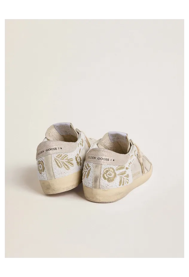 Golden Goose Super-Star In Beige Suede With Bead Embroidery And Laminated Suede Star (GWF00103.F008008.15767) (4)
