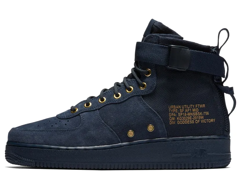 Nike SF Air Force 1 Mid Obsidian Metallic Gold