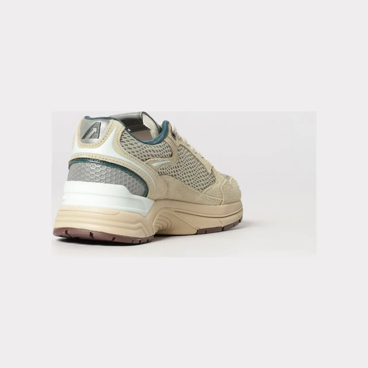 Autry Hyperway Two-Tone Leather and Mesh Sneakers with Cut-Out Logo Beige (HYLWCI04) (2)