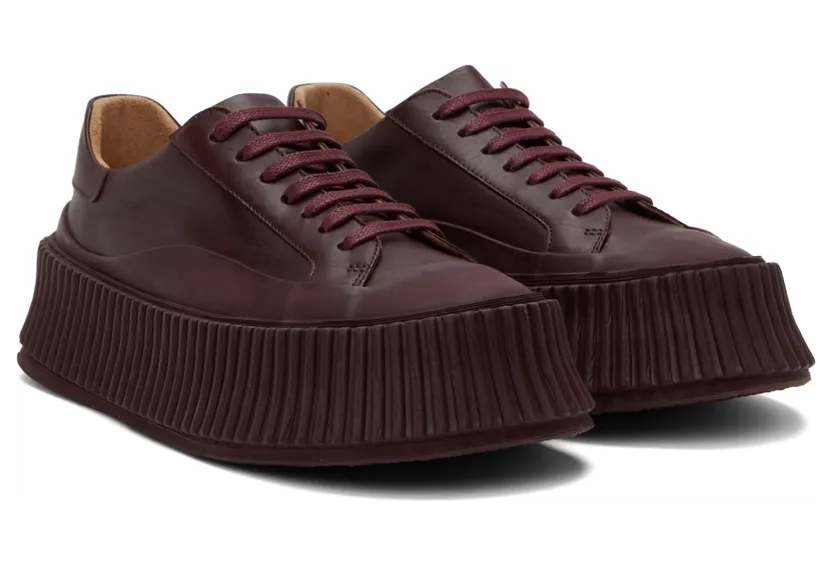 Jil Sander Brown Leather Platform Sneakers (JS32108A_15212) (4)