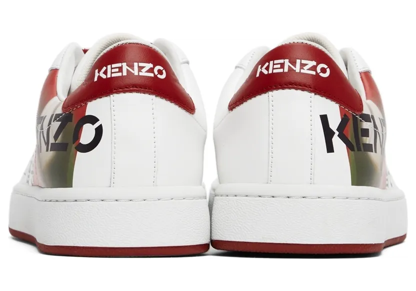 Kenzo White & Red Kourt Logo Sneakers (FC55SN170L71) (4)