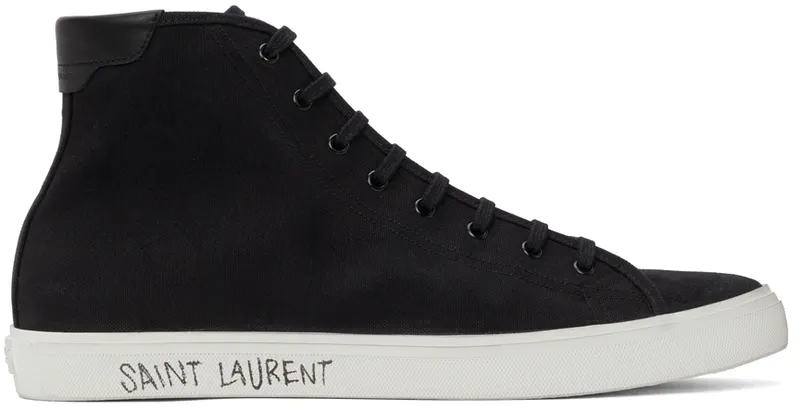 Saint Laurent Black Canvas Malibu Mid-Top (606075GUZ20)