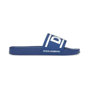 Dolce & Gabbana Beachwear Sliders DG Logo Blue White (CS2072 AQ858 89623)
