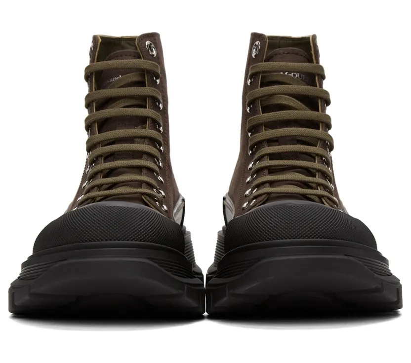 Alexander McQueen Khaki Tread Slick High Sneakers (604254W4L51) (2)