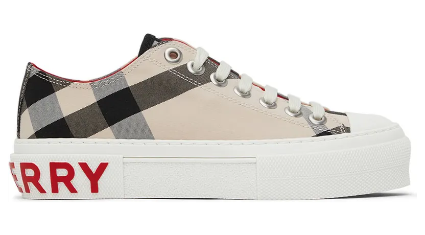 Burberry Beige Cotton Check Sneakers (8052565)
