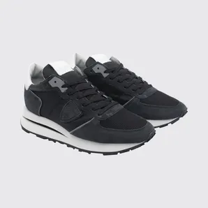 Philippe Model Tropez Haute Suede Low-Top Sneakers with Serrated Sole Black (TKLUW006)