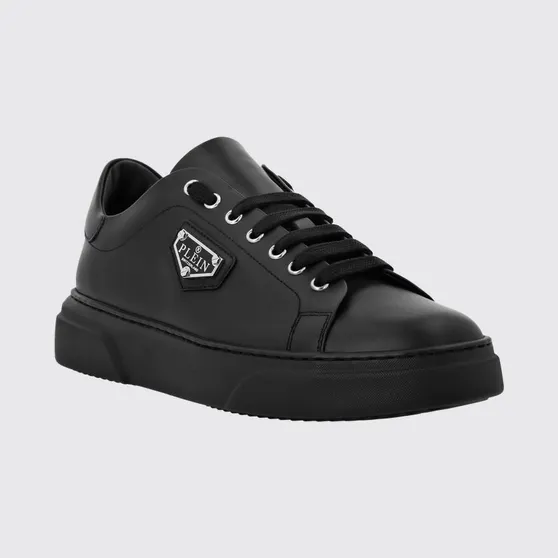 Philipp plein Smooth Leather Low-Top Sneakers with Applied Side Logo Black 1 (UADSUSC0701PLE075N0202)