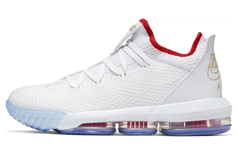 Nike LeBron 16 Low ‘Draft Night’ White/Metallic Gold-University Red (CI2668-100)