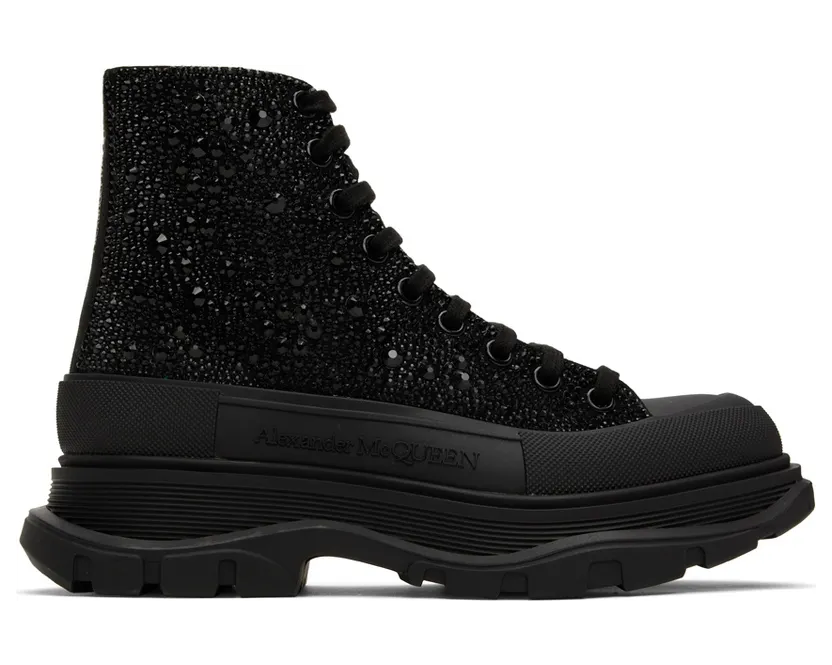 Alexander McQueen Black Stud High-Top Sneakers (688538WHCEJ)
