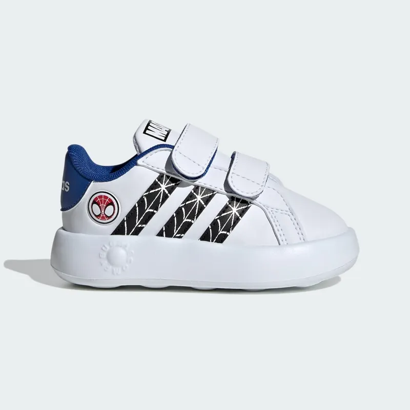 adidas Marvel’s Spider-Man Grand Court Kids’ Shoes Cloud White / Core Black / Royal Blue (ID8017)