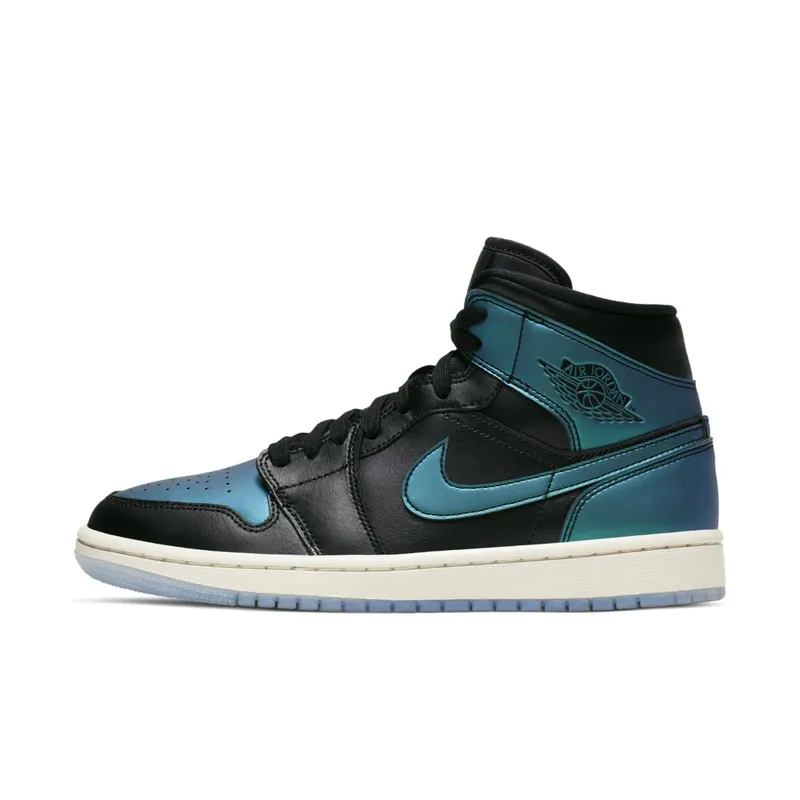 Jordan 1 Mid Iridescent Black (W) Black/Pale Ivory-Multi-Color (BQ6472-009)
