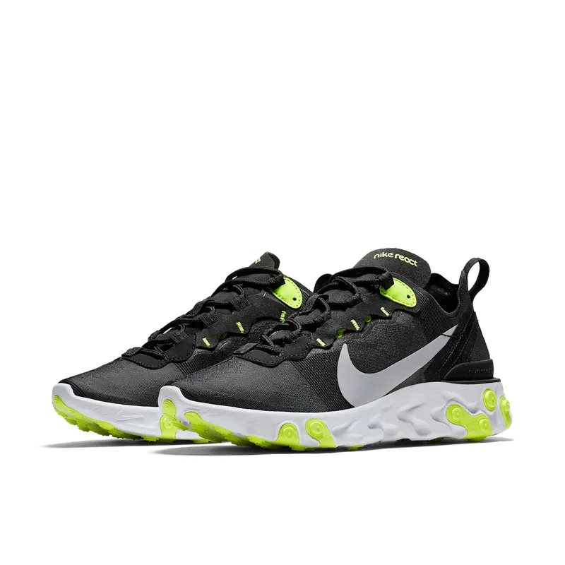 Nike React Element 55 Black Volt Cool Grey (W) Black/Wolf Grey-Volt-Cool Grey-White (BQ2728-001)
