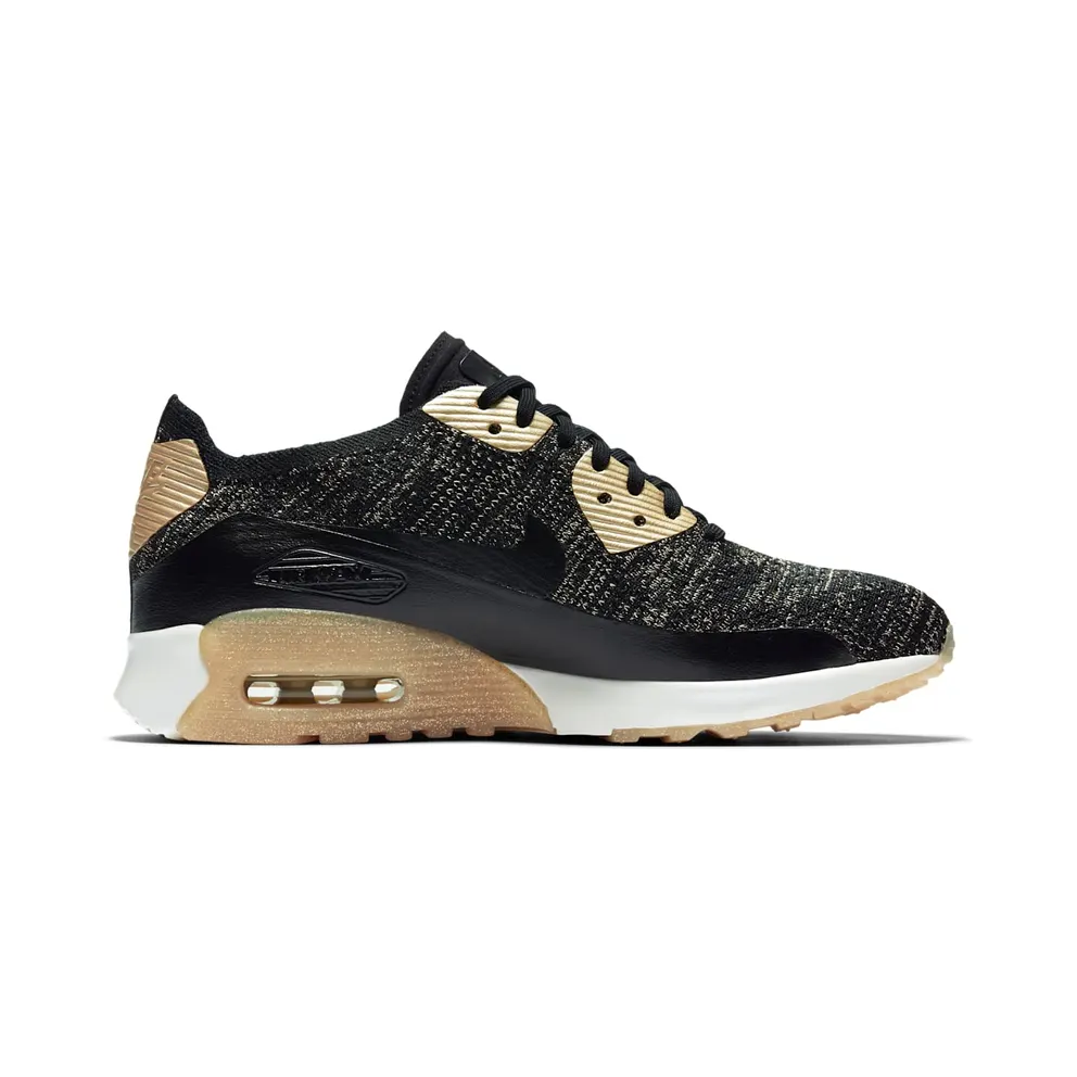 Nike Air Max 90 Ultra Flyknit Metallic Gold (W) Black/Metallic Gold-White (881563-001)